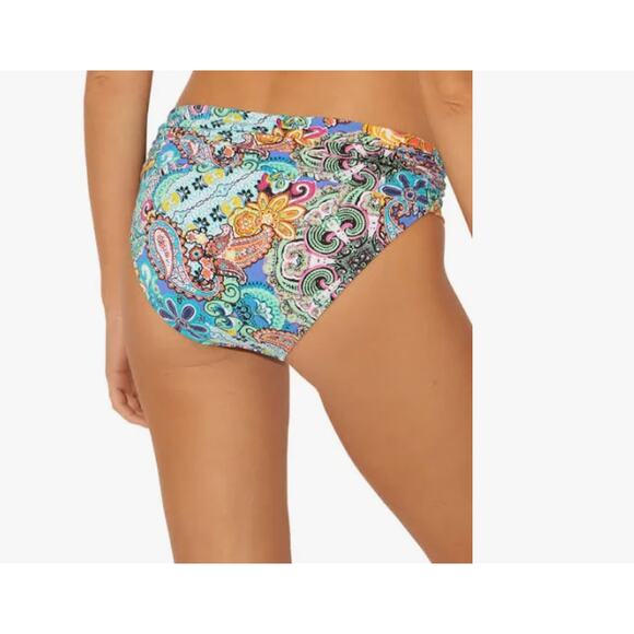 Bleu Rod Beattie Paisley Boho Rainbow Swim Bikini Bottoms Ruched Twist 12 NWT - Picture 3 of 3